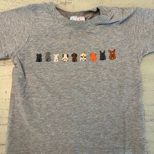 Gray Kids Short Sleeve Tee with Dog Pattern